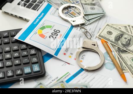 Credit report with score on a desk Stock Photo