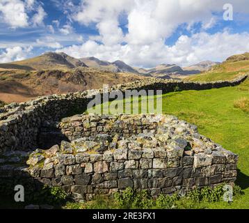 Hardknott roman fort located along Hardknott pass in the lake district Cumbria north east England UK Stock Photo