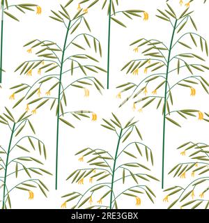 Foliage and flora of spring or summer, simple feminine bouquet of flowers and leaves. Botany ornament motif. Seamless pattern or background, print or Stock Vector