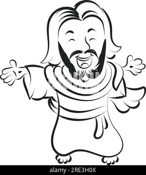 Cute Jesus Christ Line Art for print or use as poster, card, flyer or t shirt Stock Vector
