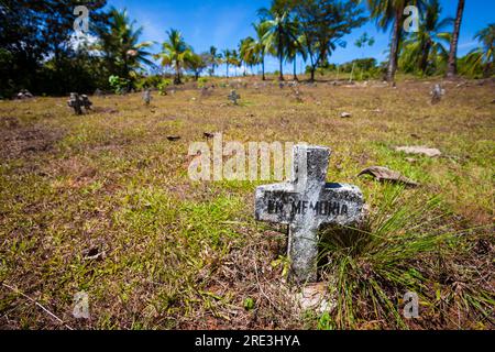 Nameless graves at the graveyard for the Coiba Island prison at Isla de Coiba, Pacific coast, Veraguas Province, Republic of Panama Stock Photo