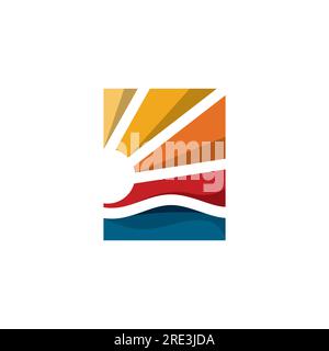 sunset beach logo design. Sunset Logo Stock Illustrations Stock Vector