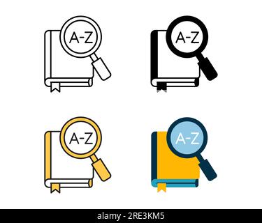 dictionary icon element vector design in 4 style line, glyph, duotone, and flat Stock Vector