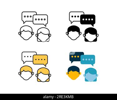 discussion icon element vector design in 4 style line, glyph, duotone, and flat Stock Vector