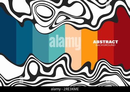 Abstract wave vector background. Liquid wavy lines in black on a colored background. Modern graphic art. Stock Vector
