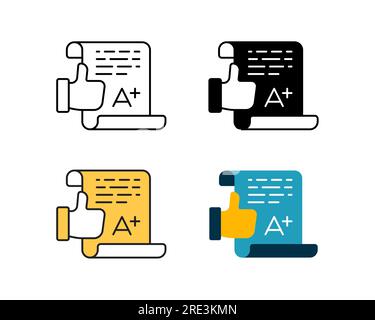 exam result icon vector design in 4 style line, glyph, duotone, and flat Stock Vector
