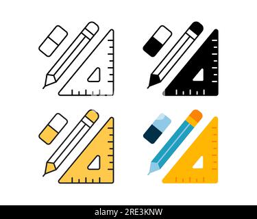 stationery tool icon vector design in 4 style line, glyph, duotone, and flat Stock Vector