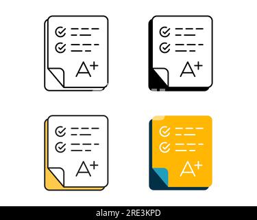 exam result icon vector design in 4 style line, glyph, duotone, and flat Stock Vector