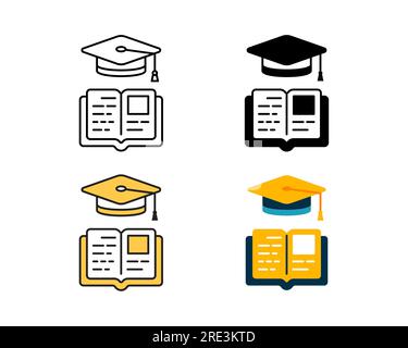 education icon vector design in 4 style line, glyph, duotone, and flat Stock Vector