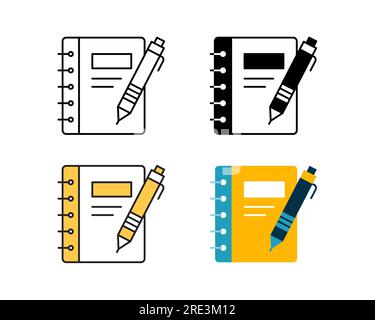 book note icon vector design in 4 style line, glyph, duotone, and flat Stock Vector