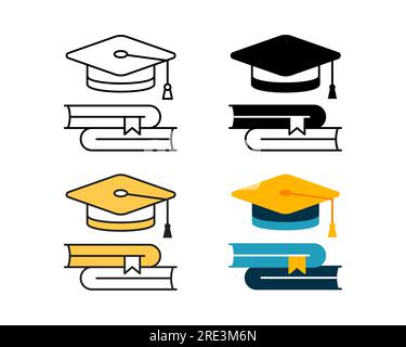 education icon vector design in 4 style line, glyph, duotone, and flat Stock Vector