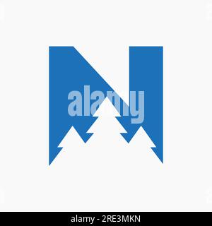 Palm Tree In Letter N For Holiday Rentals, Travel Service, Tropical Spa Symbol Stock Vector