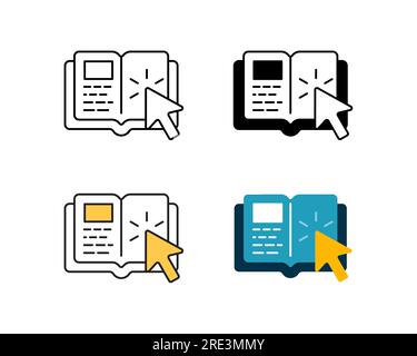 online learning icon vector design in 4 style line, glyph, duotone, and flat Stock Vector