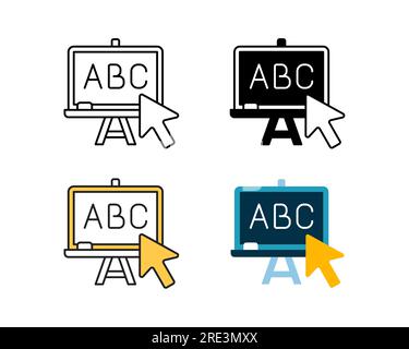 online education icon vector design in 4 style line, glyph, duotone, and flat Stock Vector
