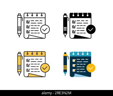 checklist icon element vector design in 4 style line, glyph, duotone, and flat Stock Vector