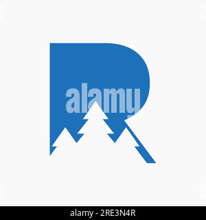 Palm Tree In Letter R For Holiday Rentals, Travel Service, Tropical Spa Symbol Stock Vector