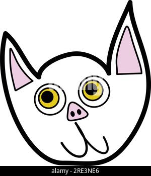 A hand-drawn sketch of a white kitty Stock Vector