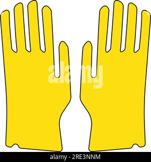 A pair of yellow rubber industrial gloves Stock Vector