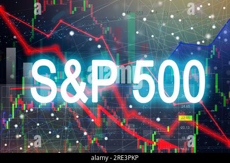 stock S and P 500 Index fund symbol is on wooden cubes in stack coins symbolizing that the S and P 500 Index is changing the trend, goes up instead of Stock Photo