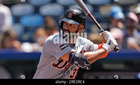 Detroit Tigers' Riley Greene bats during the first inning of a baseball  game against the Kansas City Royals Tuesday, May 23, 2023, in Kansas City,  Mo. (AP Photo/Charlie Riedel Stock Photo - Alamy