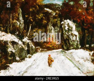 Gustave Courbet, Winter in the Jura, landscape painting in oil on canvas, circa 1875 Stock Photo