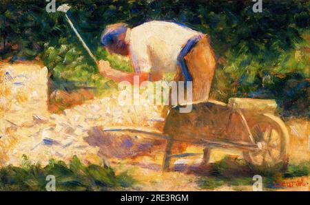 Georges Seurat, The Stone Breaker, painting in oil on panel, 1882 Stock Photo