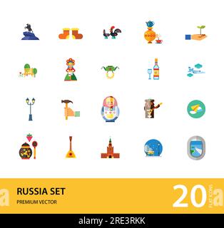 Russia Icon Set Stock Vector