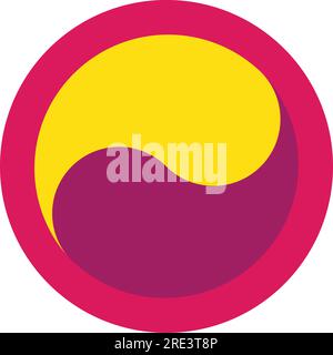 A vector Ying yang symbol in hot pink, bright yellow, and purple. Stock Vector