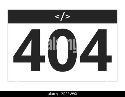 Webpage and program coding black white error 404 flash message Stock Vector