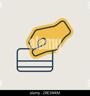 Hand swipe credit card during purchase outline icon. Business sign. Graph symbol for your web site design, logo, app, UI. Vector illustration, EPS10. Stock Vector