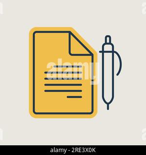 Contract Document With Pencil outline icon. Business sign. Graph symbol for your web site design, logo, app, UI. Vector illustration, EPS10. Stock Vector