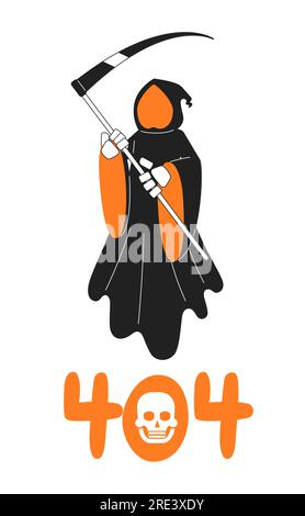 Halloween death black white error 404 flash message Stock Vector
