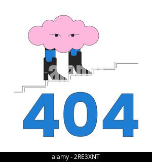 Surreal cloud walking in boots error 404 flash message Stock Vector
