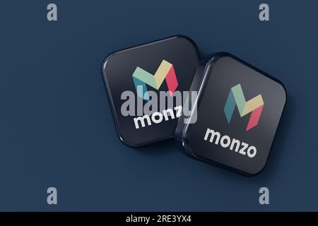 LONDON, UK - July 2023: Monzo bank company logo. 3D Rendering Stock Photo