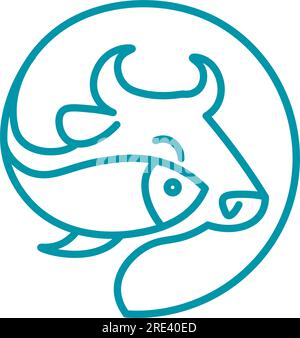 Products not tested on animals, isolated icon with fish and cattle. Ecologically friendly production, nature preservation and saving of biodiversity a Stock Vector