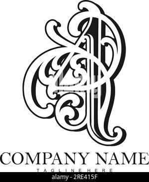 Innovation flourish A letter monogram logo outline vector illustrations for your work logo, merchandise t-shirt, stickers and label designs, poster, g Stock Vector