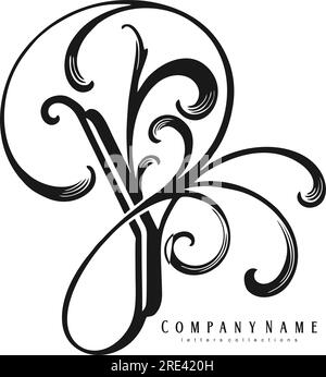 Floral modern twist Y lettering monogram logo monochrome vector illustrations for your work logo, merchandise t-shirt, stickers and label designs, pos Stock Vector