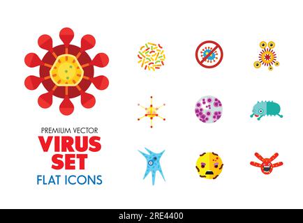 Virus Icons Set Stock Vector