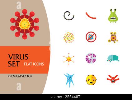 Virus Icons Set Stock Vector