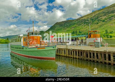 Ullswater cruise boat 'Lady Wakefield' at Glenridding Pier on Ullswater, Cumbria in England. Stock Photo