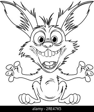 Evil Jump Rope Rabbit Cartoon A cartoon rabbit with a scary smile jumping in a fit of craziness Stock ...