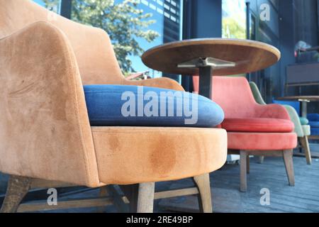modern sofa with pillows outdoor  Stock Photo