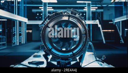 Advanced Futuristic Turbine Engine with a Moving Fan. Modern Industrial ...