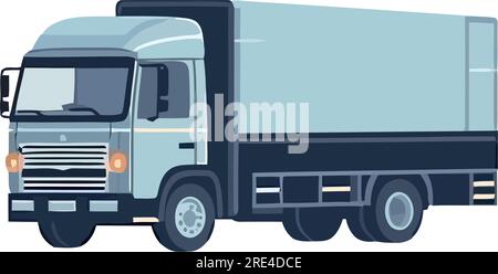 delivering cargo containers via semi truck over white Stock Vector