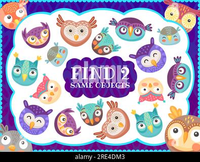 find two same cartoon birds educational game Stock Vector Image & Art ...