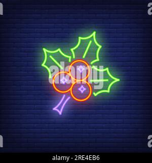 English holly neon sign Stock Vector