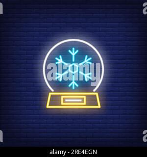 Snow globe neon sign Stock Vector