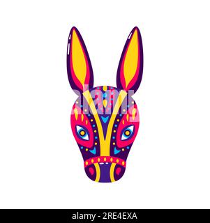 Carnival de Barranquilla, Colombian carnival party. Vector cartoon donkey or cow mask icon, latin america party decoration, latino souvenir Stock Vector