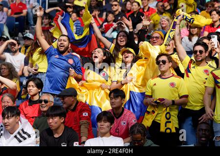 Sydney, Australia. 25th July, 2023. Colombian fans show their support during the FIFA Women's World Cup 2023 between Colombia and Korea Republic at Sydney Football Stadium on July 25, 2023 in Sydney, Australia Credit: IOIO IMAGES/Alamy Live News Stock Photo
