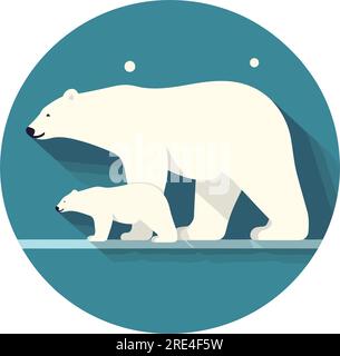 polar bears in winter landscape over white Stock Vector